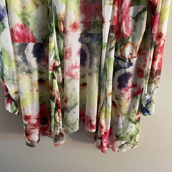 Susan Graver Women XL Bloom Floral Sheer Longline Open Front Mesh Cardigan - Picture 3 of 10